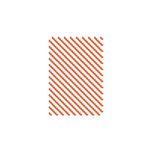 Damn Good Cards, No. 5 poker-size playing card, orange serrated diagonal pattern, thin crushed stock.