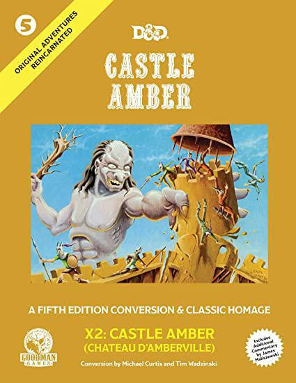 Castle Amber D&D Original Adventures Reincarnated 4 cover with a giant attacking and people fleeing.