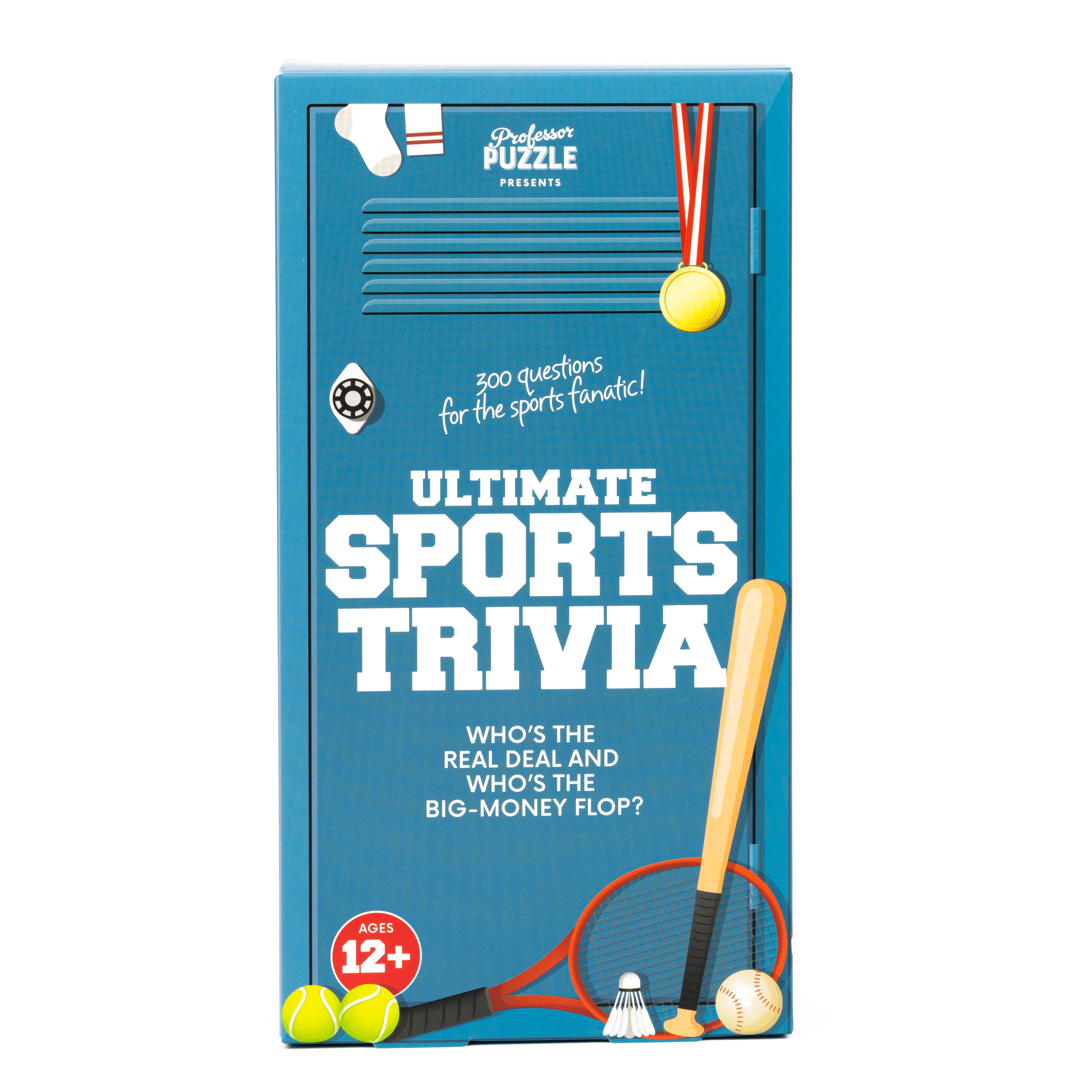 Ultimate Sports Trivia card game box.