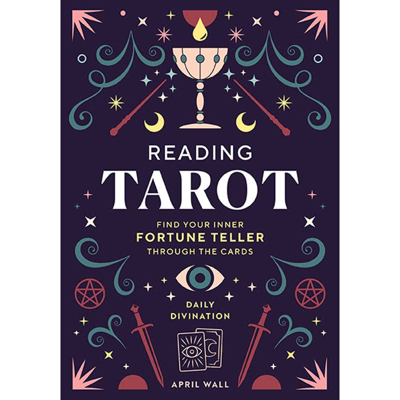 Reading Tarot book cover featuring tarot symbols, chalice, and swords; subtitle included.