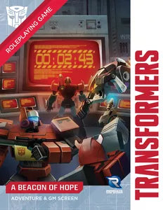 Transformers RPG: A Beacon of Hope Adventure & GM Screen with robots at a control panel below the product title.
