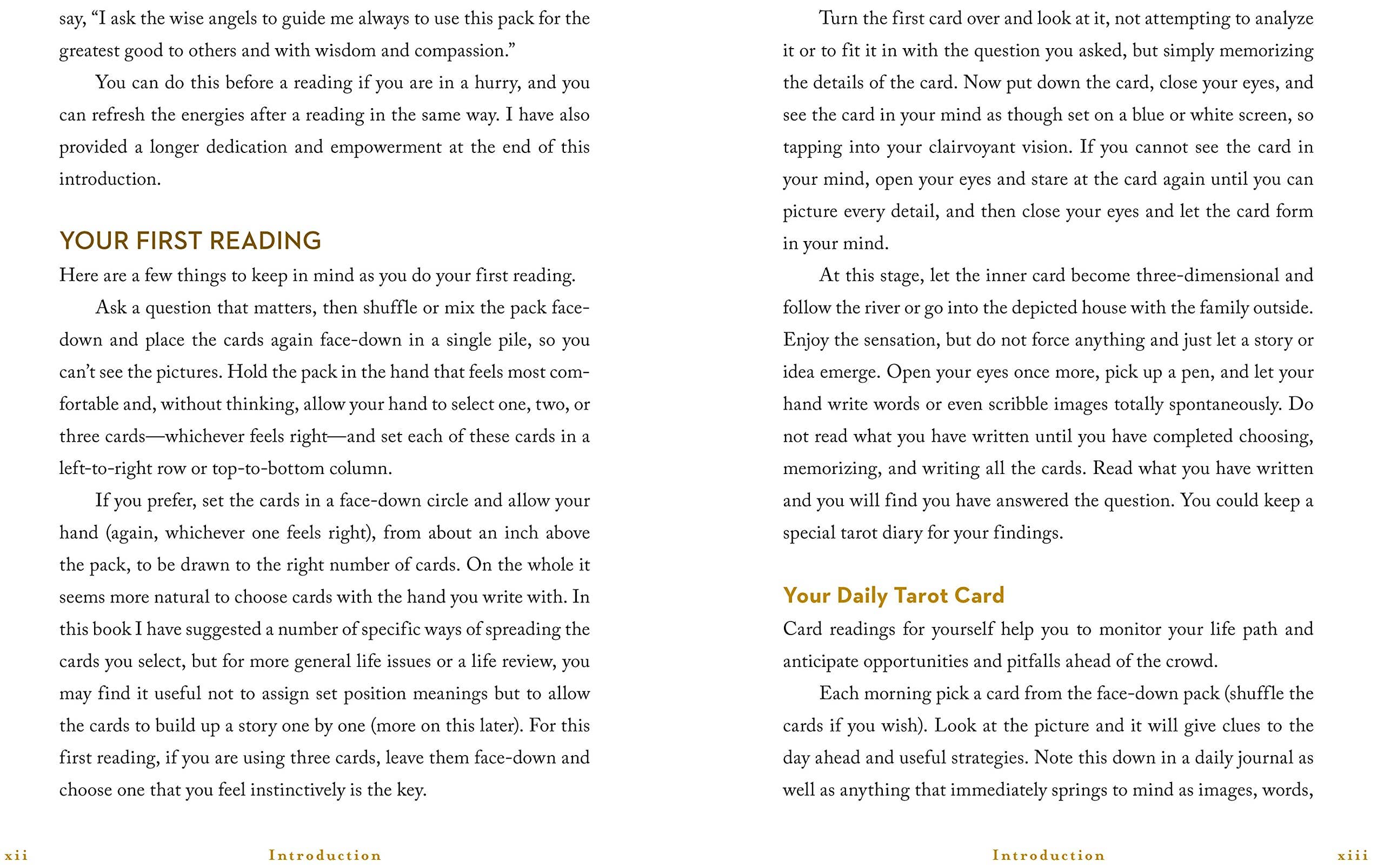 A Little Bit of Tarot by Cassandra Eason featuring beginner tarot instructions and daily practice tips in two columns.