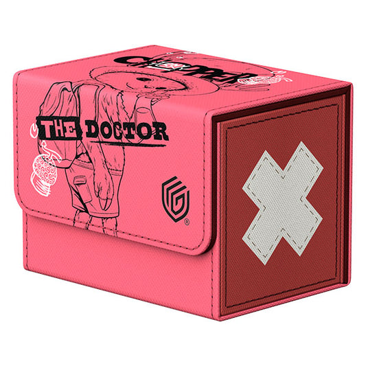 Pink Sidewinder 80+ Xenoskin deck box, Chopper variant for ONE PIECE CARD GAME, includes bear, The Doctor, and X.