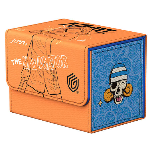 Orange Sidewinder 80+ Xenoskin Deck Case, Nami design, for ONE PIECE CARD GAME TCG decks.