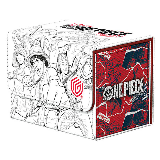 White/red Sidewinder 80+ Xenoskin deck case with black-and-white ONE PIECE art and logo on front flap.