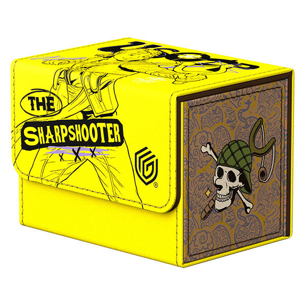 Yellow Sidewinder 80+ Xenoskin deck case with Usopp design for ONE PIECE CARD GAME cards.