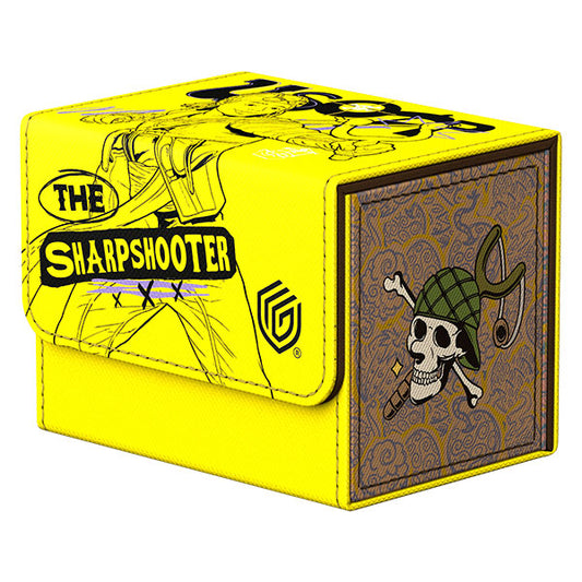 Yellow Sidewinder 80+ Xenoskin deck case with Usopp design for ONE PIECE CARD GAME cards.