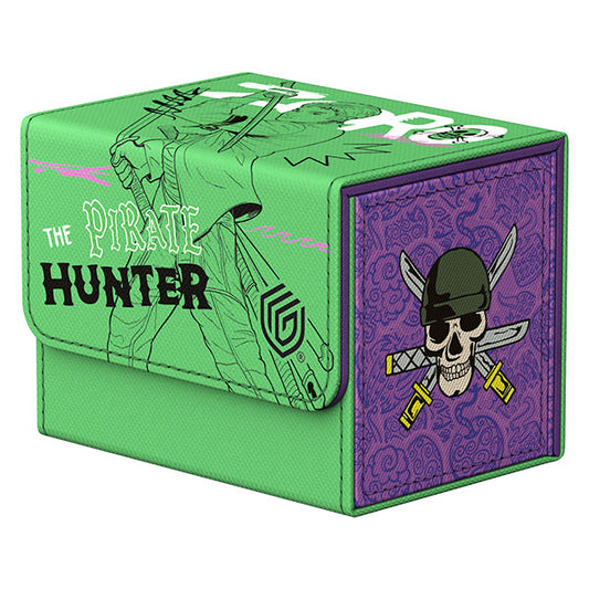 Green Sidewinder 80+ Xenoskin Deck Case for ONE PIECE CARD GAME TCG, Zoro variant.