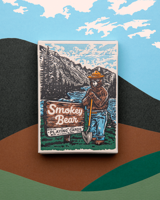 Smokey Bear playing cards on FSC-certified paper.