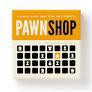 Pawn Shop Chess sign with chess piece icons on a yellow and white magnetic board-style background.