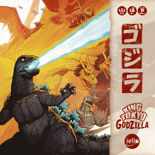 King of Tokyo: GODZILLA game box featuring Godzilla emitting blue fire in a city scene.