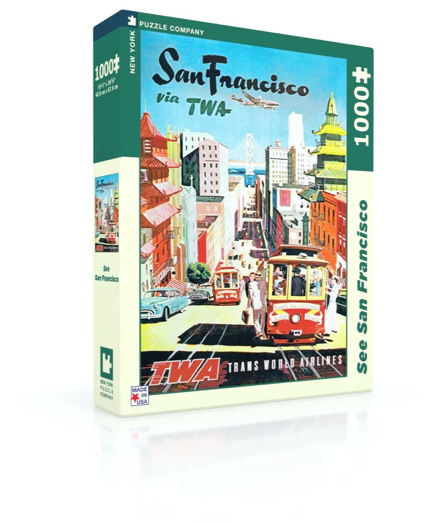 San Francisco 1000-piece vintage jigsaw puzzle featuring cable cars and cityscape.
