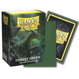 Box of 100 forest green Dragon Shield Standard Sleeves.