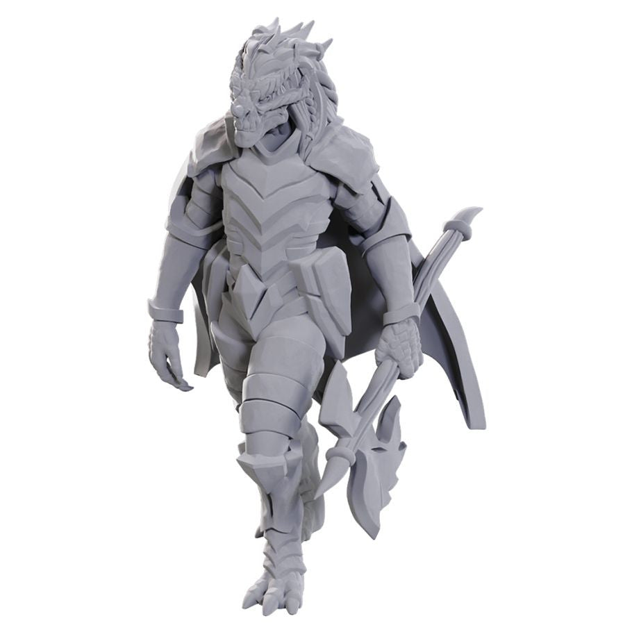 Dragonborn of Tiamat gray armored warrior miniature from D&D Nolzurs Marvelous Miniatures.