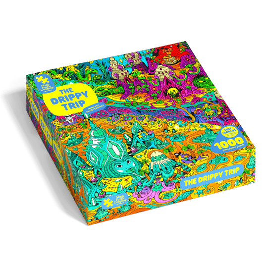 The Drippy Trip 1000-piece puzzle by Magic Puzzle Company featuring psychedelic fantasy artwork.