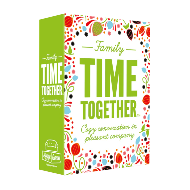 “Time Together Family” game box with floral pattern on packaging.
