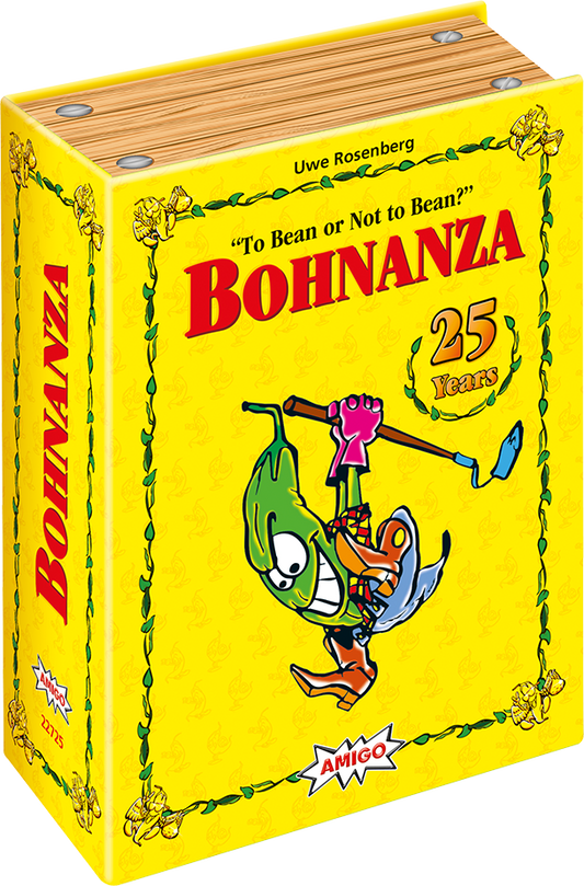 Bohnanza 25th Anniversary edition box, yellow, from AMIGO Games.