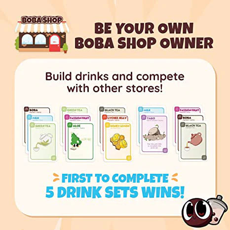 Sabobatage: The Boba Card Game (2nd Edition), card game featuring illustrated drink sets.