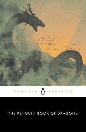 Penguin Book of Dragons cover featuring a dark dragon against a hazy yellow sky.