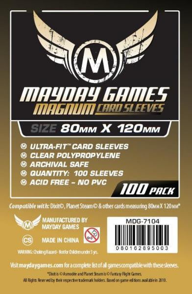 80MM x 120MM card sleeves, 100 pack, ultra-fit, clear, archival safe for Dixit or Magnum board game cards.