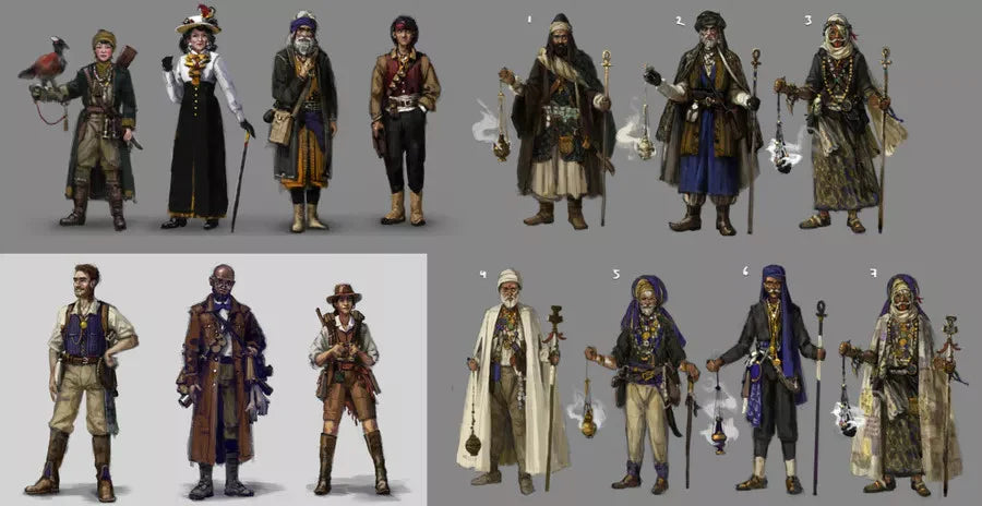 Lost Ruins of Arnak: Expedition Leaders Expansion featuring nine steampunk and fantasy character illustrations.