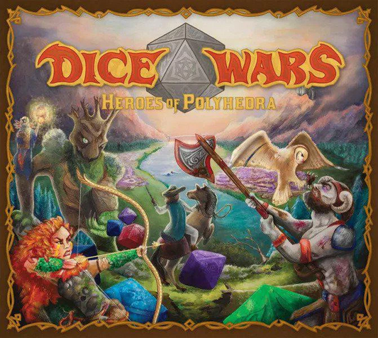 Dice Wars Heroes of Polyhedra game featuring giant dice on a hex-grid in a fantasy tactics setting.