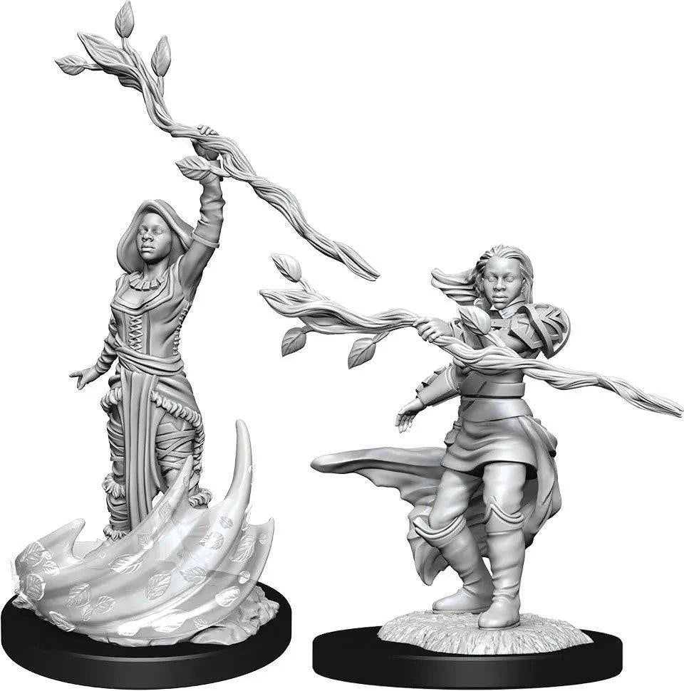 D&D: NMU Human Druid Female W14 miniature casting spells with swirling vines and leaves.