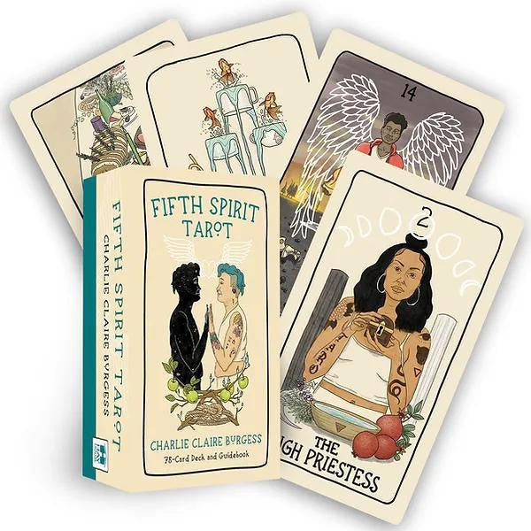 Fifth Spirit Tarot deck and box featuring diverse, modern queer characters for a world beyond binaries.