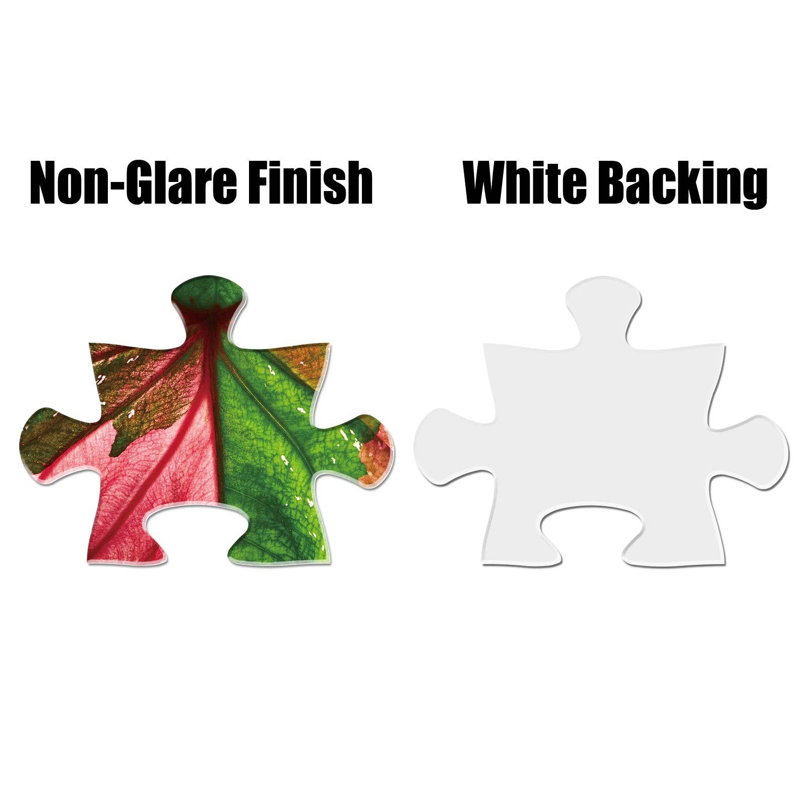 Foliage Frenzy 1000 piece puzzle with non-glare finish and plain white backing.