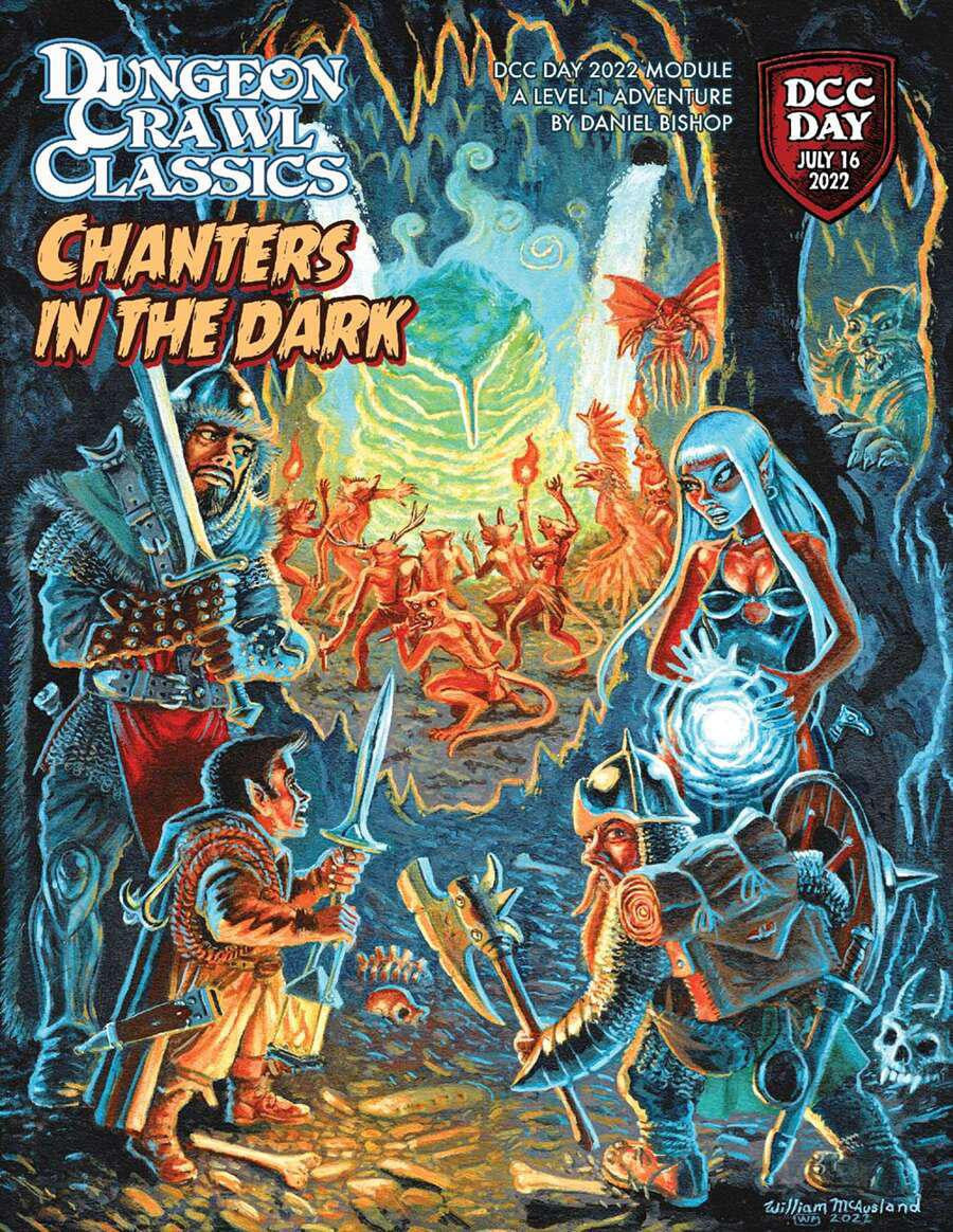 Dungeon Crawl Classics: Role Playing Game cover showing adventurers, monsters, and a glowing portal.