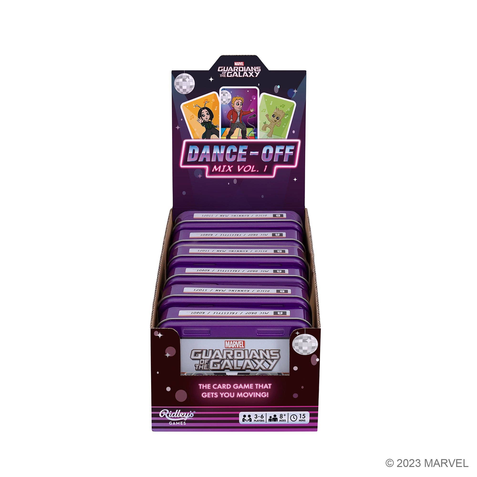 Marvel Guardians of the Galaxy Dance-off box with Star-Lord and other characters displayed.