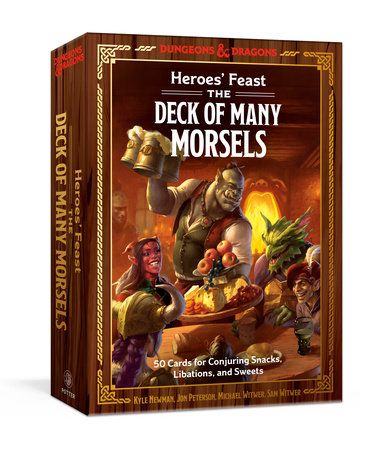 Deck of Many Morsels box with Dungeons & Dragons recipe cards and fantasy character illustrations.
