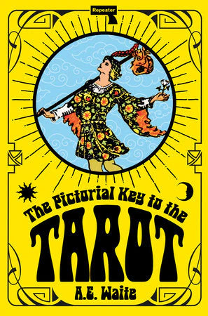 Pictoral Key to the Tarot book cover with a Rider-Waite figure on a yellow background.