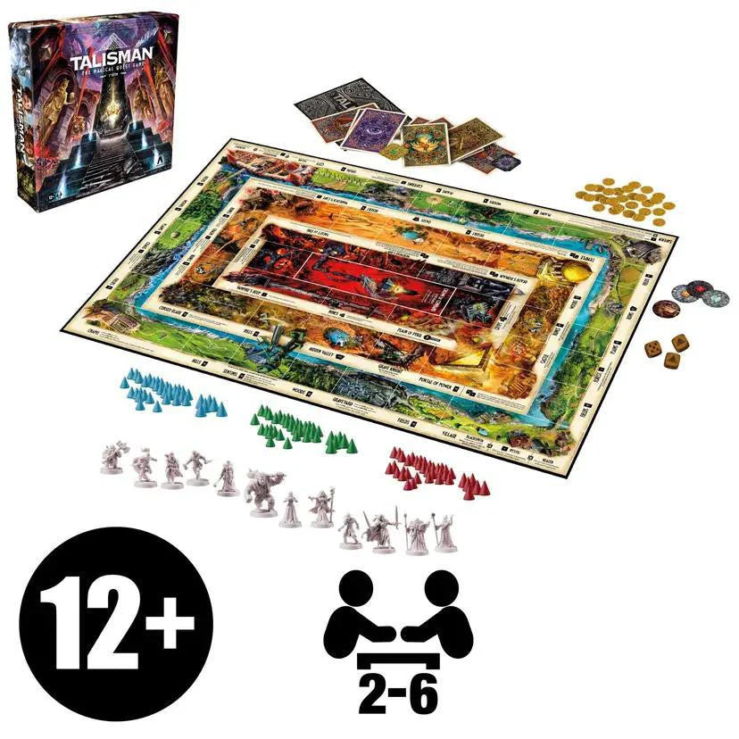 Talisman The Magical Quest Board Game 5th Edition for 2-6 players ages 12+, with cards, tokens, and dice included.