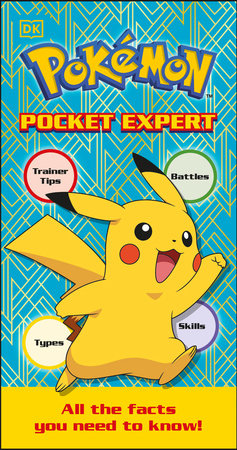 Pokémon Pocket Expert guide with tips, battles, types, and skills listed on the cover.