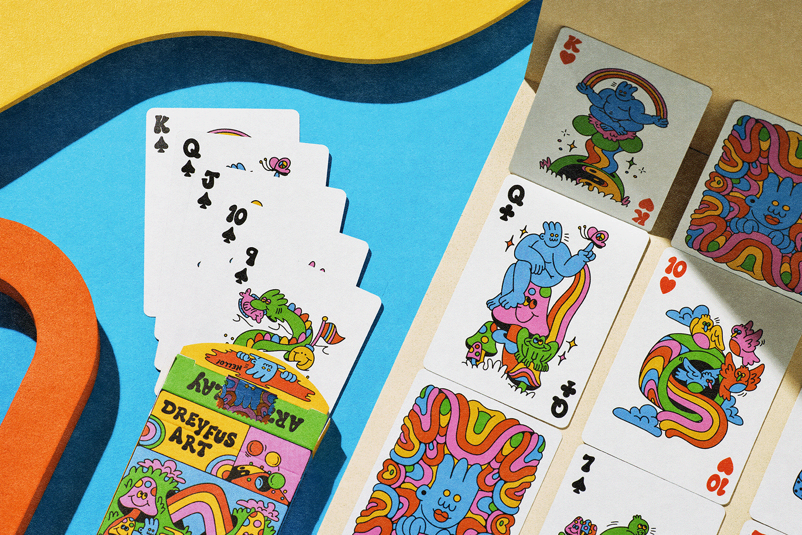 Dreyfus Art Playing Cards with colorful character illustrations.