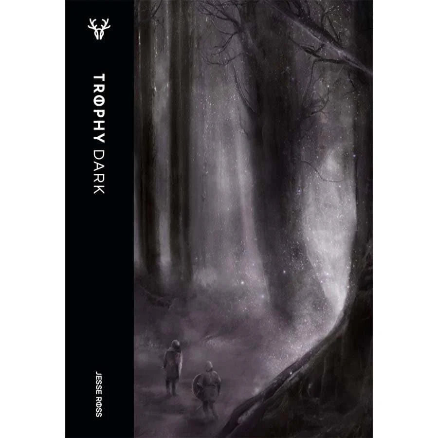Trophy Games by Jesse Ross game cover featuring two treasure-hunters in a haunted forest.