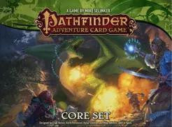 Pathfinder Adventure Card Game: Core Set (Revised Edition) board game featuring adventurers and a green dragon.