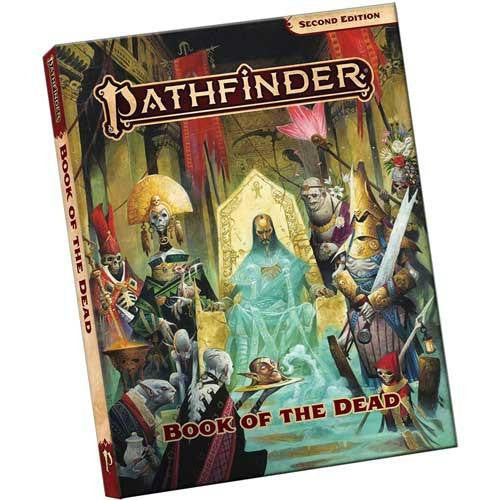 Pathfinder 2E: Book of the Dead Pocket Edition cover featuring undead and a lich throne, Lost Omens universe.