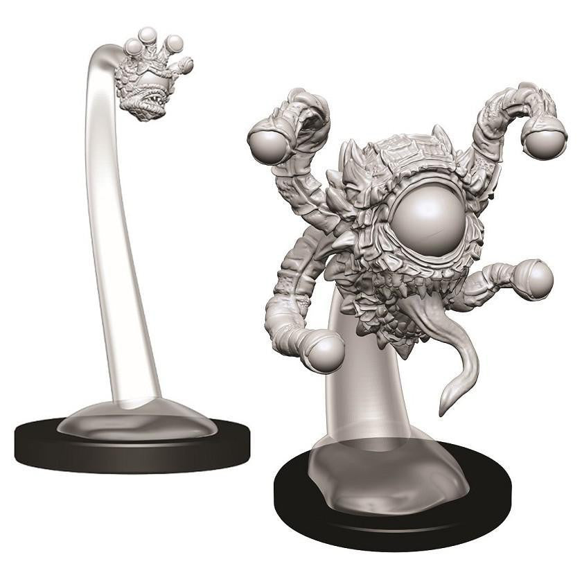 D&D NMU Spectator & Gazers W9 set with two unpainted plastic eyestalk miniatures on black circular bases.