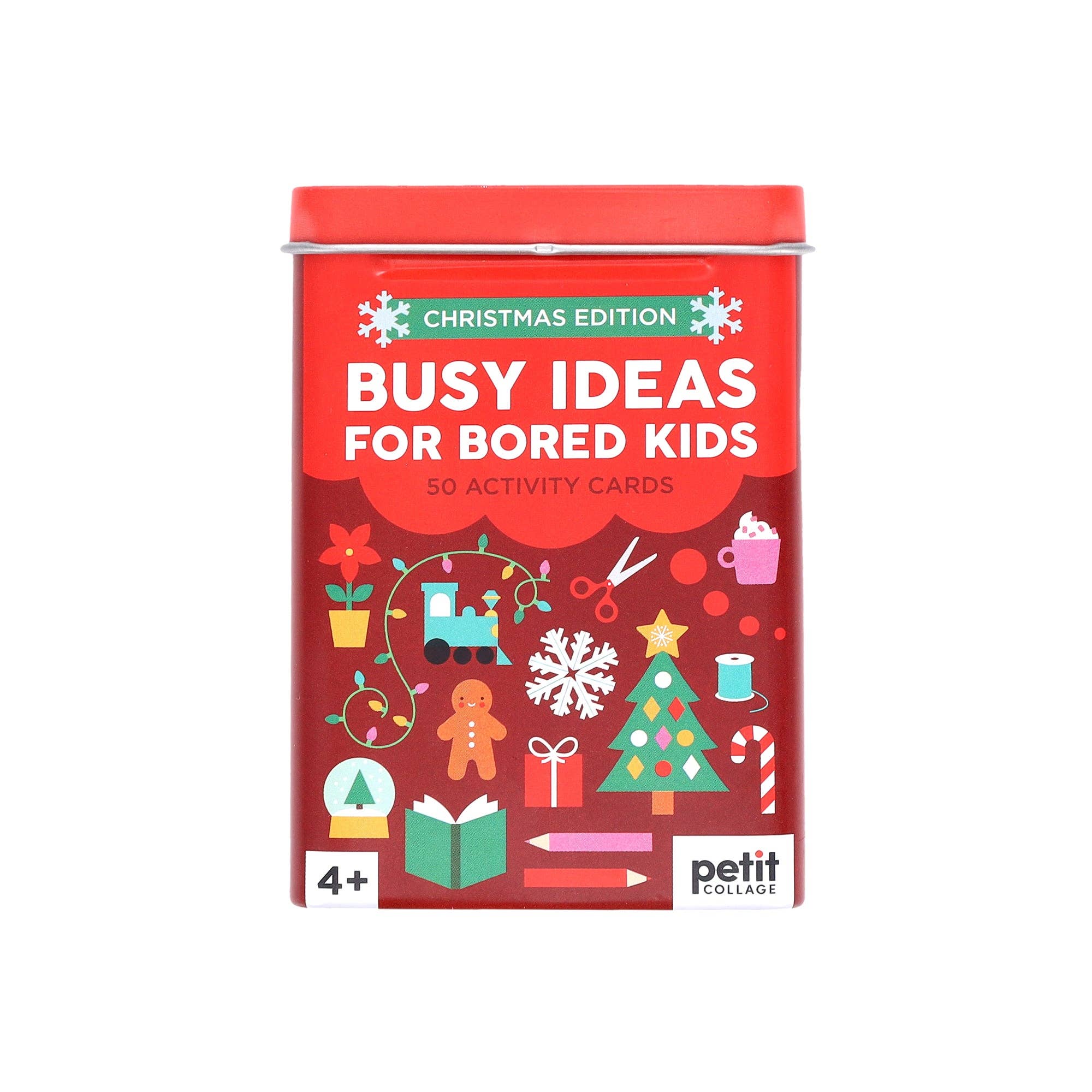 Busy Ideas for Bored Kids: Christmas Edition, red tin with screen-free games for ages 4+.