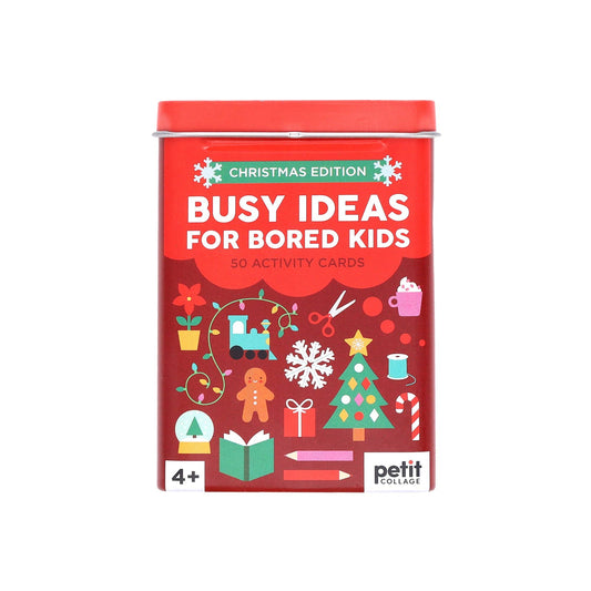 Busy Ideas for Bored Kids: Christmas Edition, red tin with screen-free games for ages 4+.