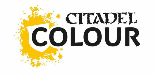 Citadel Primer logo with black text and a yellow paint splash behind a shield.