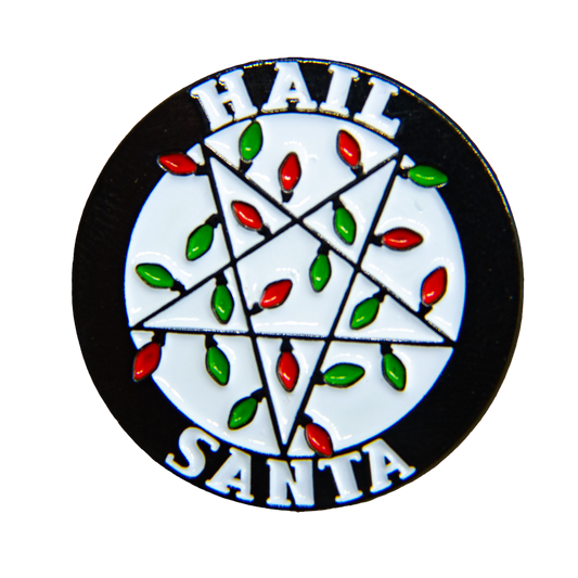 "Hail Santa" Christmas Light Inverted Pentacle Enamel Pin