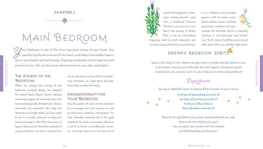 Chapter 2 of Healing Home featuring Main Bedroom Feng Shui tips, flower decor ideas, and bedroom spritz recipe.