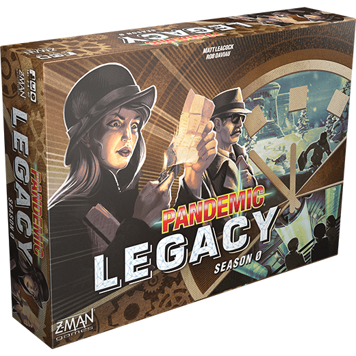 Pandemic Legacy: Season 0 board game box, Cold War edition with spy and espionage-themed artwork.