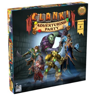 CLANK ADVENTURING PARTY (MASTER THIEF EDITION) game box with six player characters and a small cat displayed on the cover.