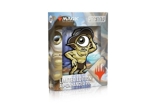 Fblthp, Lost on the Range AR Pin – Magic: The Gathering pin featuring a one-eyed goblin in a display box.