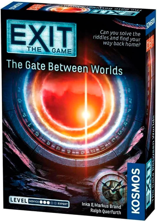 EXIT: The Gate Between Worlds board game box featuring a gate illustration.
