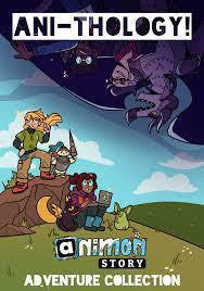 Ani-Thology animon adventure tabletop game featuring cartoon heroes, a green creature, and a flying monster.